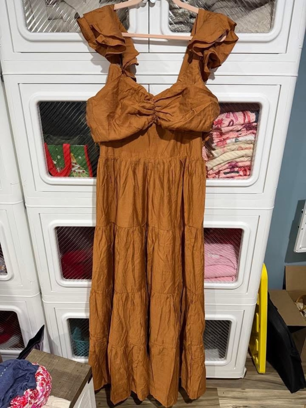 Plus - Rust Brown Ruffle Strap Maxi Dress - Women